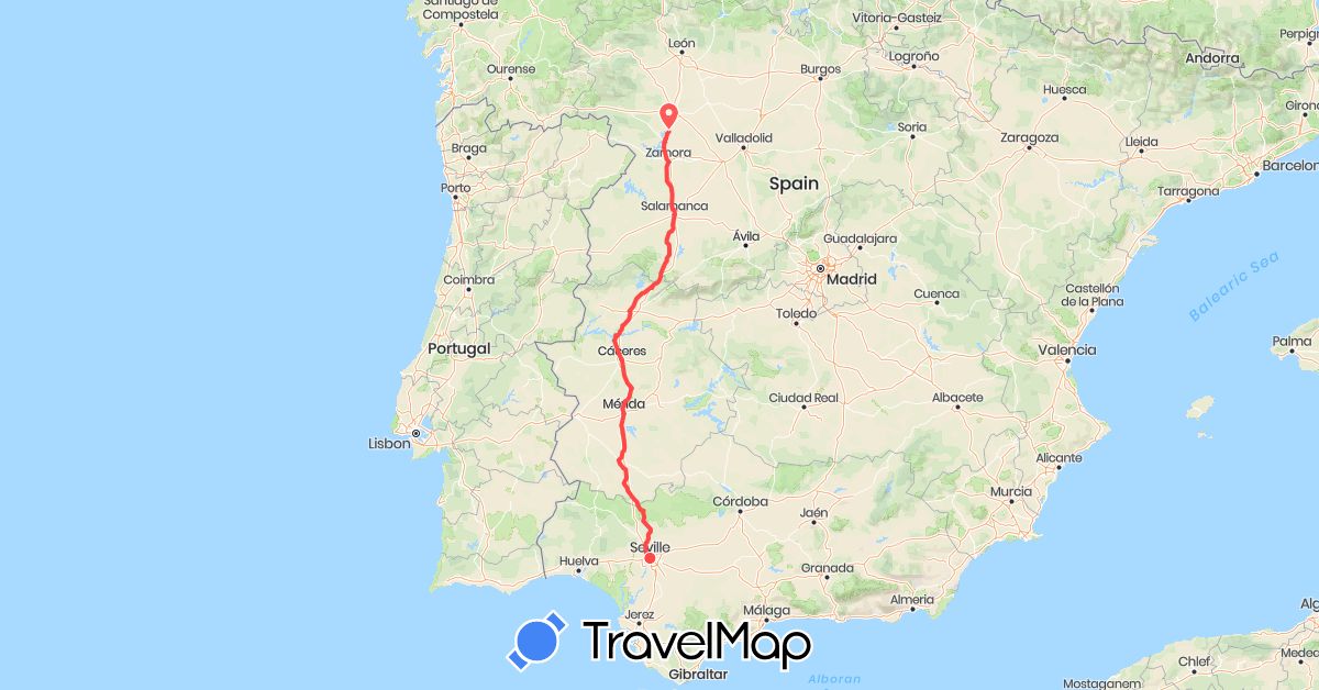 TravelMap itinerary: hiking in Spain (Europe)